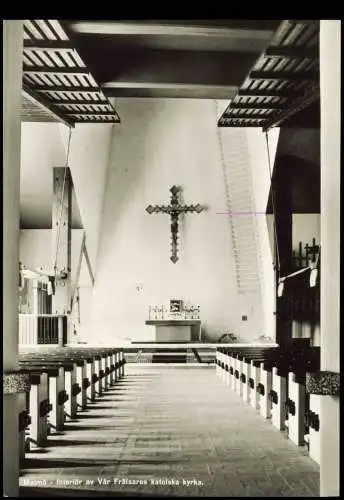 Malmö Kirche (Kyrka) Interiör av Vår Frälsares katolska kyrka 1960
