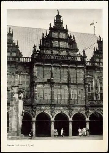 Ansichtskarte Bremen Rathaus und Roland 1950