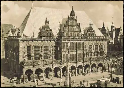 Ansichtskarte Bremen Partie am Rathaus 1955