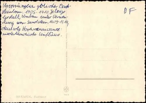 Ansichtskarte Bremen Rathaus Partie 1960