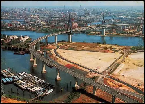 Ansichtskarte Hamburg Luftbild Köhlbrandbrücke und Stadt 1971