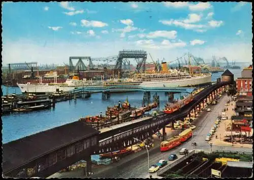Ansichtskarte Hamburg Hafen mit Überseebrücke 1966