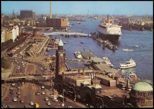 St. Pauli-Hamburg Landungsbrücke Schiff Ship Queen Elizabeth 1978