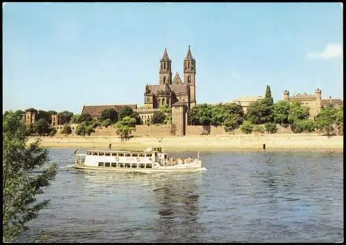 Ansichtskarte Altstadt-Magdeburg Dom mit Dampfer 1980