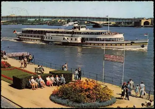 Bonn Rheinbrücke Fahrgastschiff CECILIE Rhein Schiff Dampfer 1962