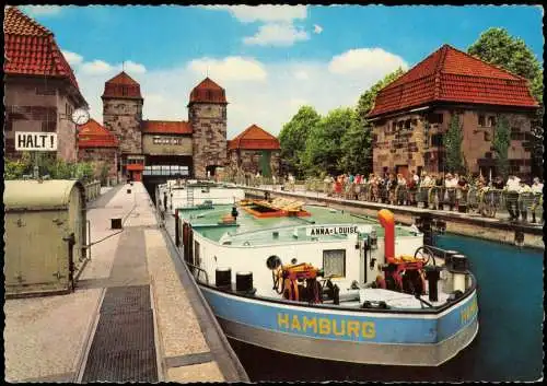Ansichtskarte Minden Mittelland-Kanal (Schleuse) Schiff "Hamburg" 1966