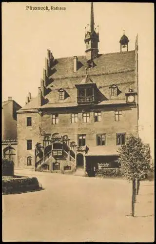 Ansichtskarte Pößneck Strassen Partie am Rathaus, Town Hall Postcard 1917