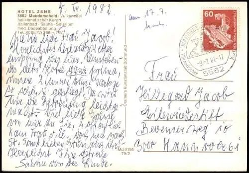 Ansichtskarte Manderscheid Hotel Zens 1982