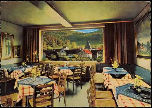 Ansichtskarte Erdhausen-Gladenbach Künstlerhaus Lenz - Gastraum 1962