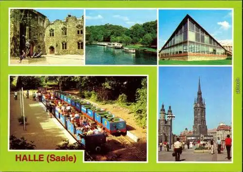 Halle (Saale) Moritzburg Anlegestelle Felsenpavillon Pioniereisenbahn Eselsmühle 1981