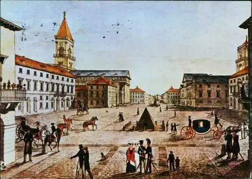 Ansichtskarte Karlsruhe Marktplatz - Alter Stich 1981