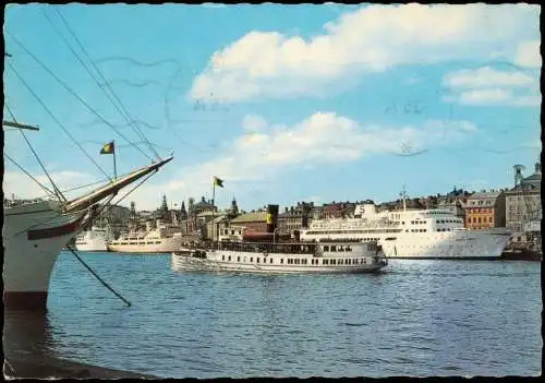 Postcard Stockholm Hafen Schiffe 1974  Servige