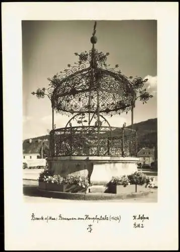 Ansichtskarte Bruck an der Mur Brunnen am Hauptplatz (1626) Fotokarte 1953