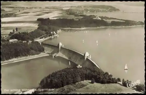 Ansichtskarte Körbecke (Möhnesee) Luftbild Möhnesee, Sperrmauer 1955