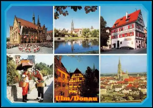 Ulm a. d. Donau Mehrbild-AK u.a. Rathaus Partie an der Donau - Schönes Haus 1990