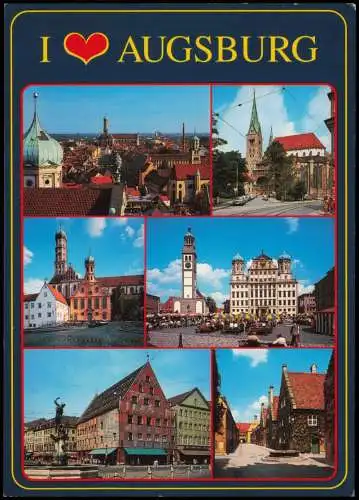 Ansichtskarte Augsburg Mehrbildkarte mit div. Orts-/ Stadtteilansichten 1990