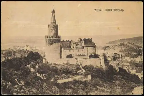 Ansichtskarte Weida (Thüringen) Schloß Osterburg und Stadt 1917  gel. Feldpost