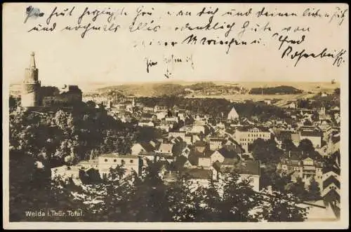 Ansichtskarte Weida (Thüringen) Blick über die Stadt Fotokarte 1931