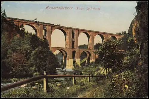 Ansichtskarte Jocketa-Pöhl Elstertalbrücke Dampflokomotive 1913
