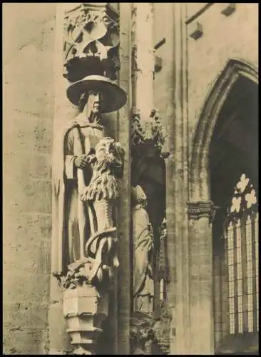 Halberstadt Dom Statue Hieronymus Löwen am südwestlichen Vierungspfeiler 1959