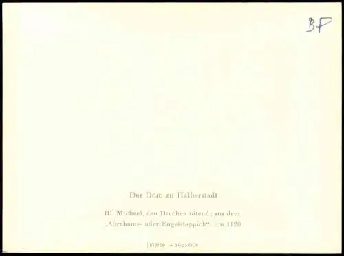 Halberstadt Dom zur DDR-Zeit Hl. Michael, den Drachen tötend 1959