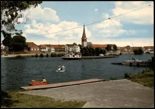 Ansichtskarte Dörnigheim-Maintal (Hessen) Stadt Schleppschiff und Fähre 1972