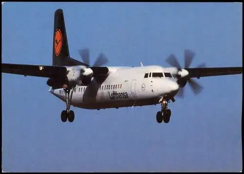 Ansichtskarte  Flugzeug Airplane Avion Lufthansa Fokker 50 1989