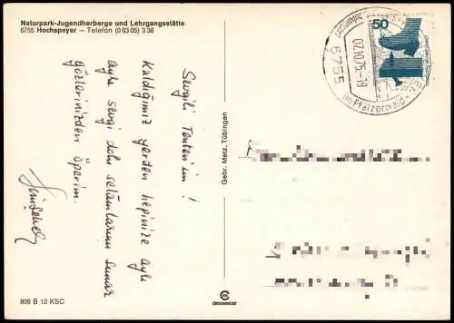 Ansichtskarte Hochspeyer Naturpark-Jugendherberge und Lehrgangsstätte 1975