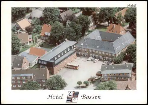 Ansichtskarte Niebüll Luftbild HOTEL BOSSEN Hauptstraße 15 1999
