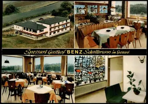 Schollbrunn-Waldbrunn Odenwald Spessart Gasthof BENZ Spessart 4B Luftbild 1974