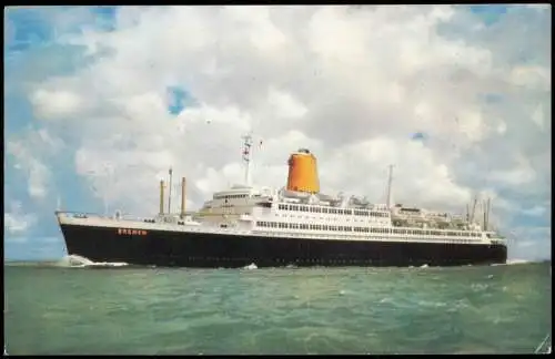 Ansichtskarte  Vierschrauben -T. S. Bremen Schiff 1962  gel. Schiffspost Stempel