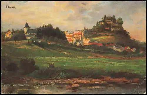 Ansichtskarte Daun Eifel Stadt von Osten - Künstlerkarte 1912