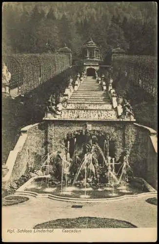 Ansichtskarte Linderhof-Ettal Schloss Linderhof Kaskaden Laubengang 1912