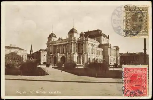 Postcard Zagreb Hrv. Narodno Kazalište. Fotokarte 1929