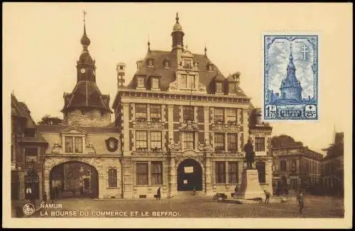 Postkaart Namur Namen La Bourse du Commerce et le Beffroi 1927