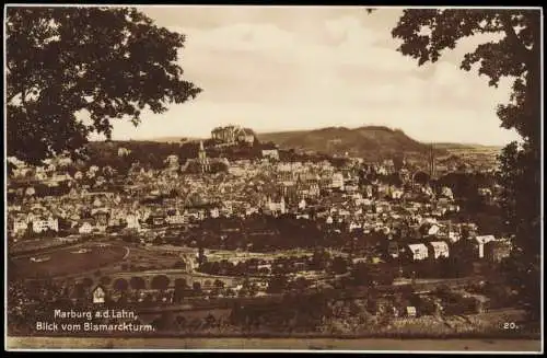 Ansichtskarte Marburg an der Lahn Blick vom Bismarckturm. 1928