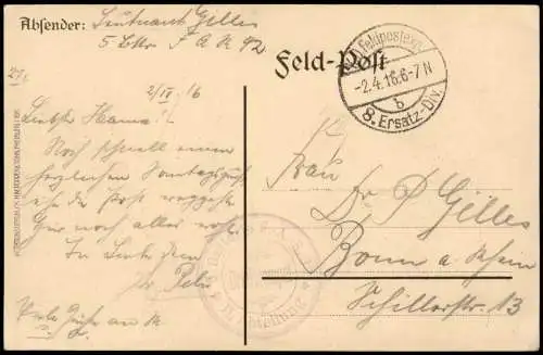 Ansichtskarte  Militär Propaganda 1.WK zerstörter Wald 1916 div Feldpoststempel