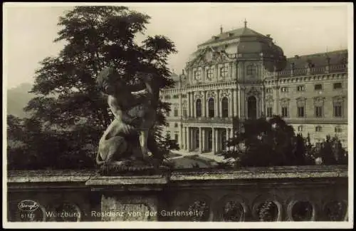 Ansichtskarte Würzburg Residenz von der Gartenseite 1938