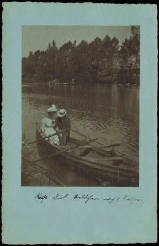 Ansichtskarte  Liebe Liebespaar Love  Ruderboot 1912 Feldpoststempel Esslingen