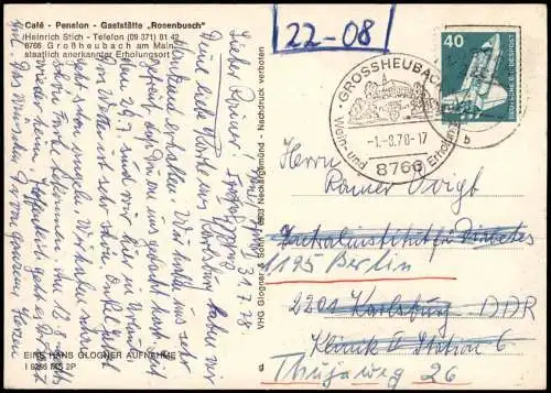 Ansichtskarte Großheubach Pension Rosenbusch 5 Bild 1978