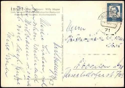 Ansichtskarte Heilbronn Inset - Hotel mit Terrasse 1963