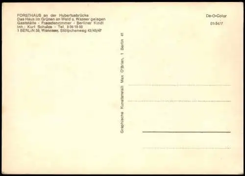 Ansichtskarte Wannsee-Berlin FORSTHAUS an der Hubertusbrücke 1971