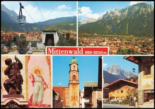 Mittenwald Mehrbildkarte  Karwendelbahn - Talstation Mathias Klotz Denkmal 1980
