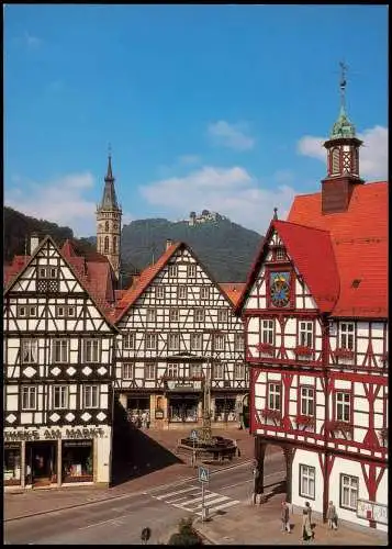 Ansichtskarte Bad Urach Ortsansicht, Blick zur Burgruine Hohenurach 1980