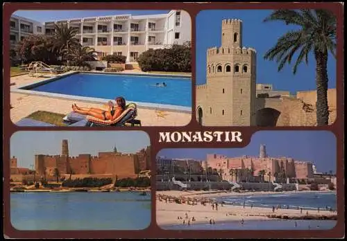 Monastir Mehrbildkarte TUNISIE MONASTIR et l'hôtel المنستير Esplanade 1980