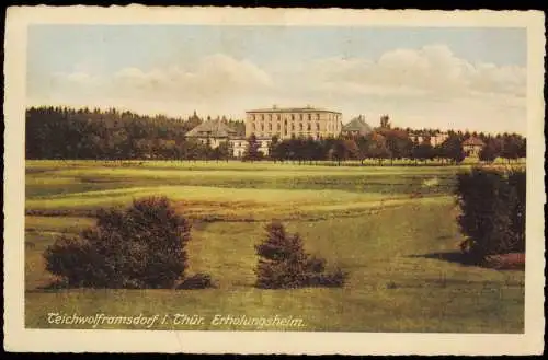 Ansichtskarte Teichwolframsdorf Erholungsheim 1937  Bahnpoststempel