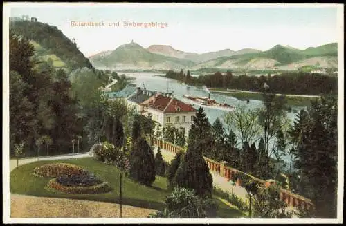 Rolandseck-Remagen Umlandansicht Rhein Schiff, Rolandseck und Siebengebirge 1907