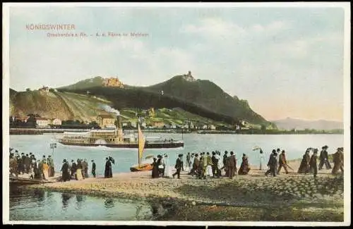 Ansichtskarte Königswinter Drachenfels a. Rh. A. d. Fähre in Mehlem 1907