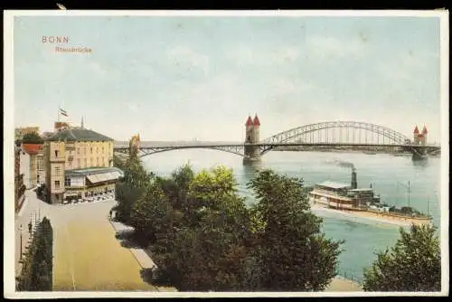 Ansichtskarte Bonn Rhein Schiff Dampfer an der Rheinbrücke 1907