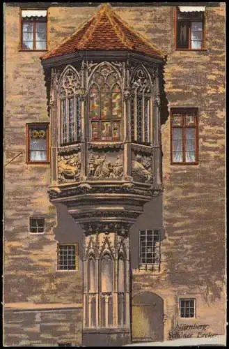 Ansichtskarte Nürnberg Gebäude Ansicht mit Schöner Ercker (Erker) 1910
